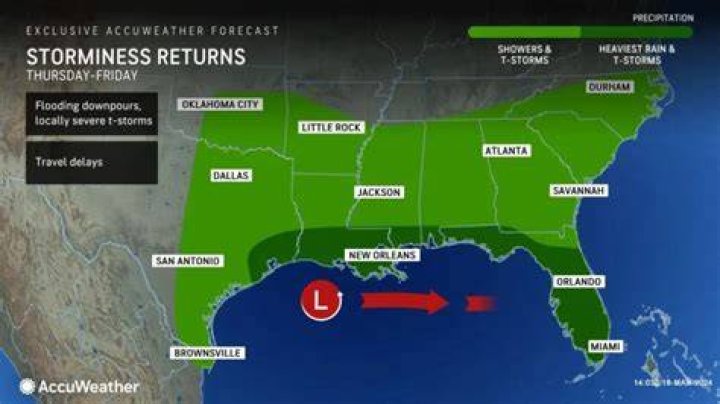 Severe Thunderstorms Threaten the Gulf Coast and Southeast on Sunday